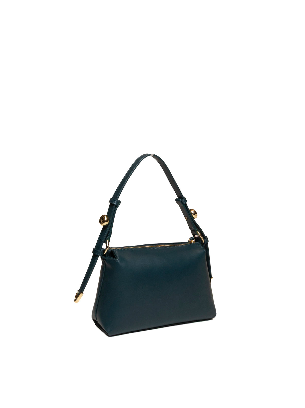 Borsa a spalla in pelle verde Armani Exchange vista di tre quarti con zip