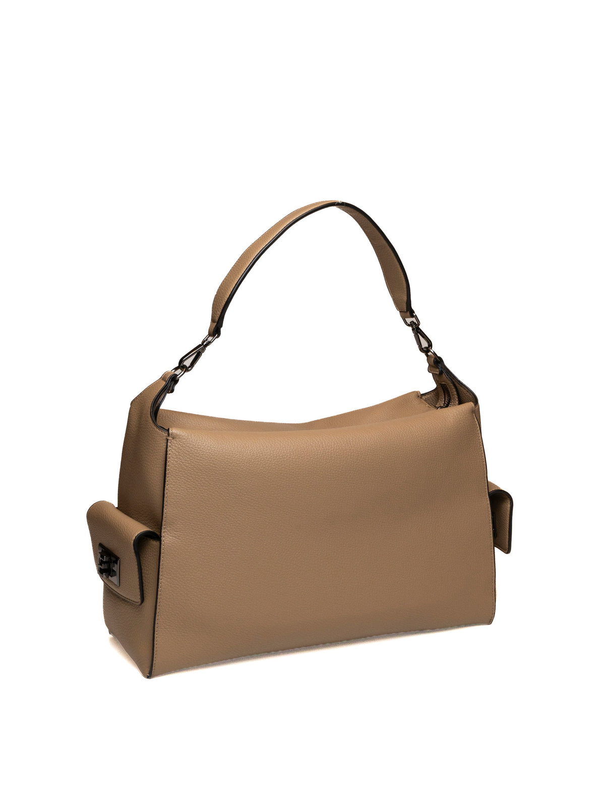 Borsa hobo in pelle sand Ermanno Scervino vista posteriore con manico e tasca laterale