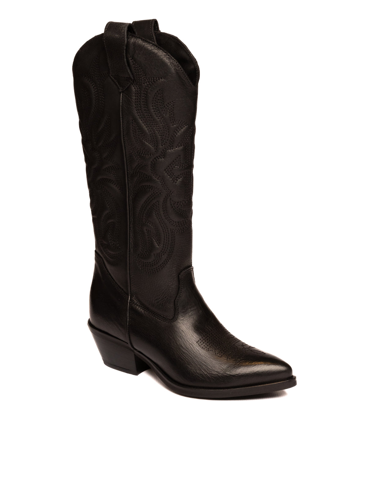 GISEL MOIRE Stivale texano in pelle nero CALIFORNIA VIT-NERO