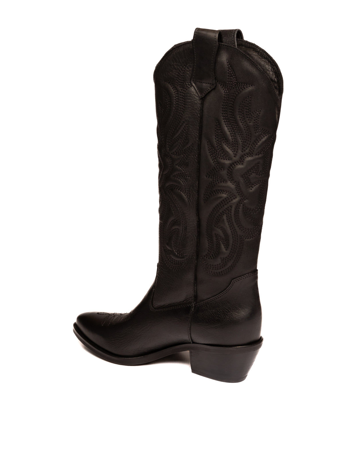 GISEL MOIRE Stivale texano in pelle nero CALIFORNIA VIT-NERO