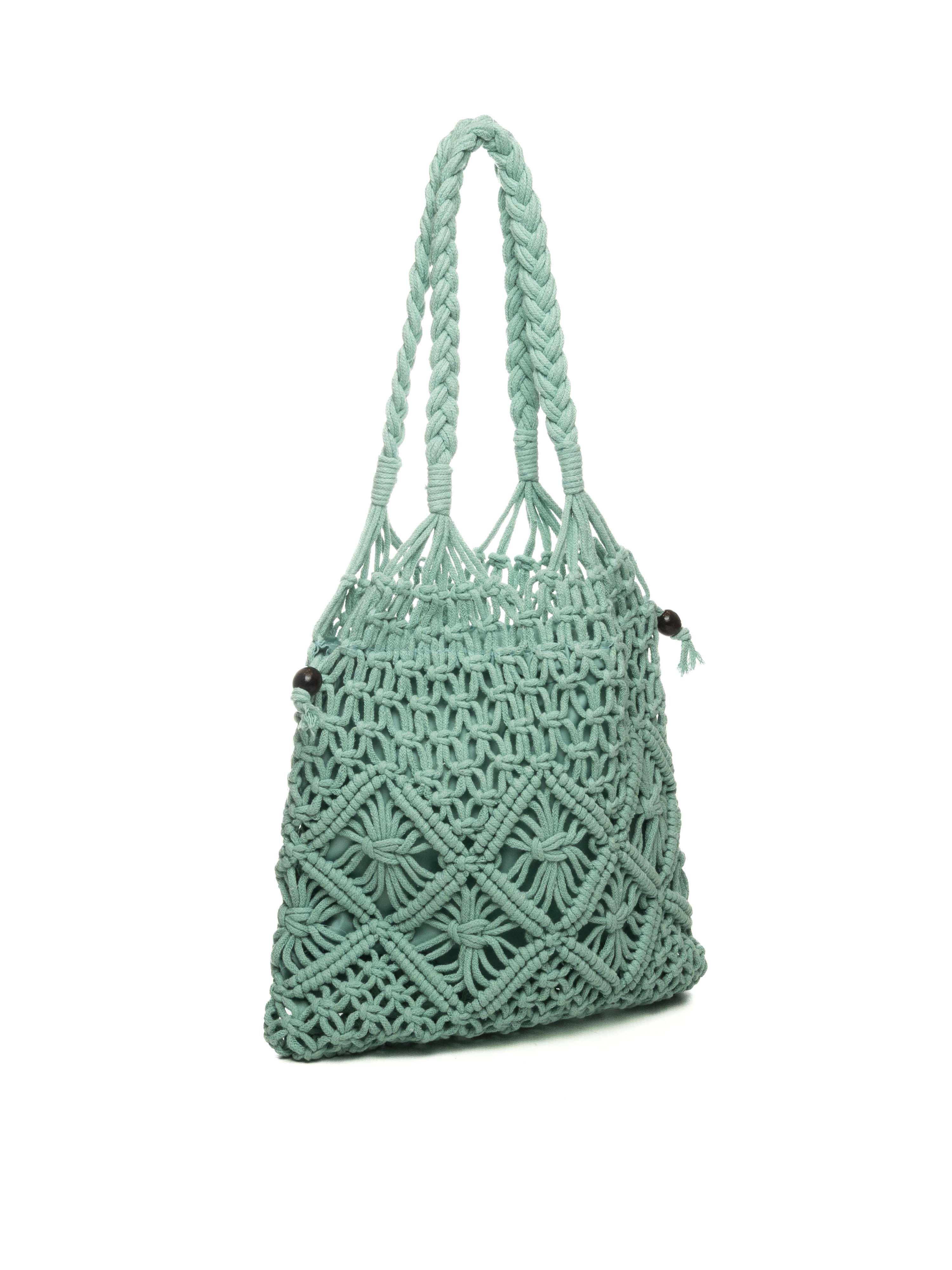 HATYOU borsa a spalla macramé verde acqua BP0328 MACRAME-ACQUA