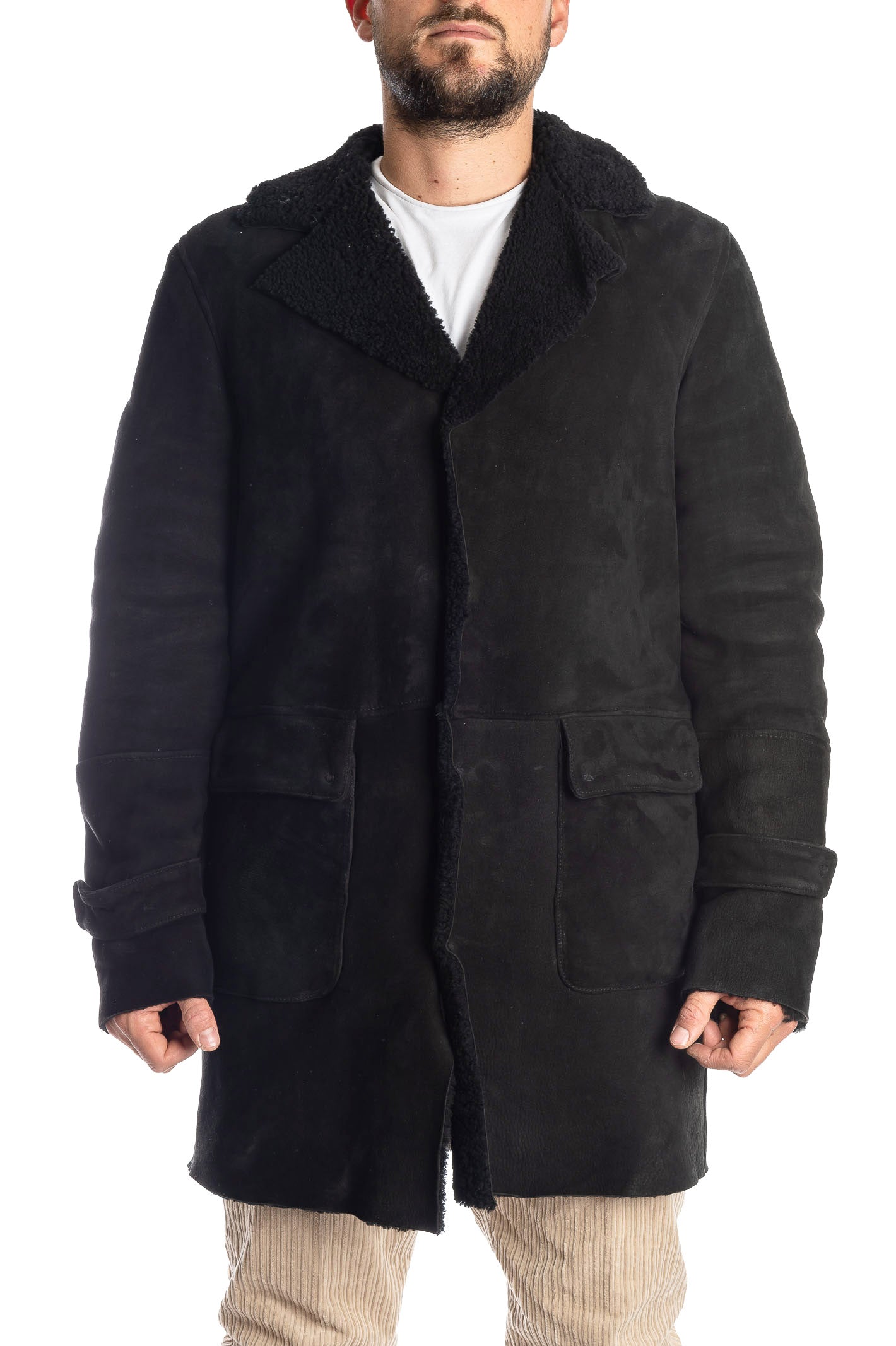 D FOUR Giacca lunga montone R766 MONT SCA-NERO 