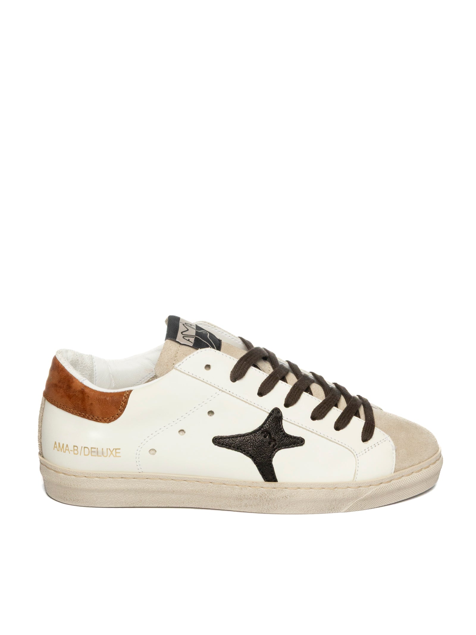 AMA BRAND DELUXE Sneaker pelle bianco/cuoio SNK U 4319-BIA/CUOIO 
