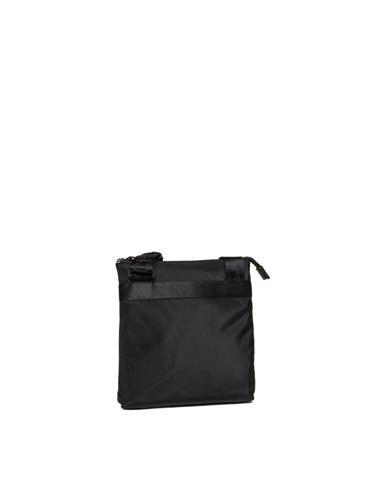 Borsa piattina nera Armani Exchange vista posteriore con attacchi per la tracolla