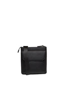 Borsa a tracolla nera Armani Exchange in pelle martellata vista frontale con patta