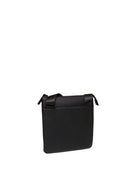 Borsa a tracolla nera Armani Exchange vista di tre quarti posteriore con tasca a fessura