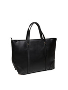 Borsa shopper nera Armani Exchange vista dal retro con manici superiori e cuciture