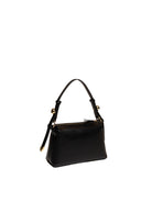 Borsa a spalla in pelle nera Armani Exchange vista tre quarti posteriore con chiusura zip
