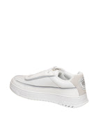 Sneaker bassa in pelle bianca Blauer vista posteriore con tallone in camoscio grigio