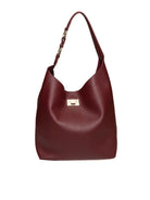 Borsa hobo in pelle bordeaux Ermanno Scervino vista frontale con fermaglio dorato