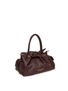 Borsa a tracolla in pelle bordeaux Ermanno Scervino vista posteriore con logo dorato