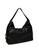 Borsa hobo in pelle martellata nera GUESS vista di tre quarti posteriore con manico