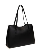 Borsa shopping Melody nero GUESS vista di tre quarti con pannello posteriore uniforme
