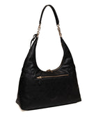 Borsa hobo in pelle nera GUESS vista dal retro con tasca orizzontale con cerniera
