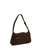 Borsa a spalla baguette marrone GUESS vista dal retro con tasca esterna zippata