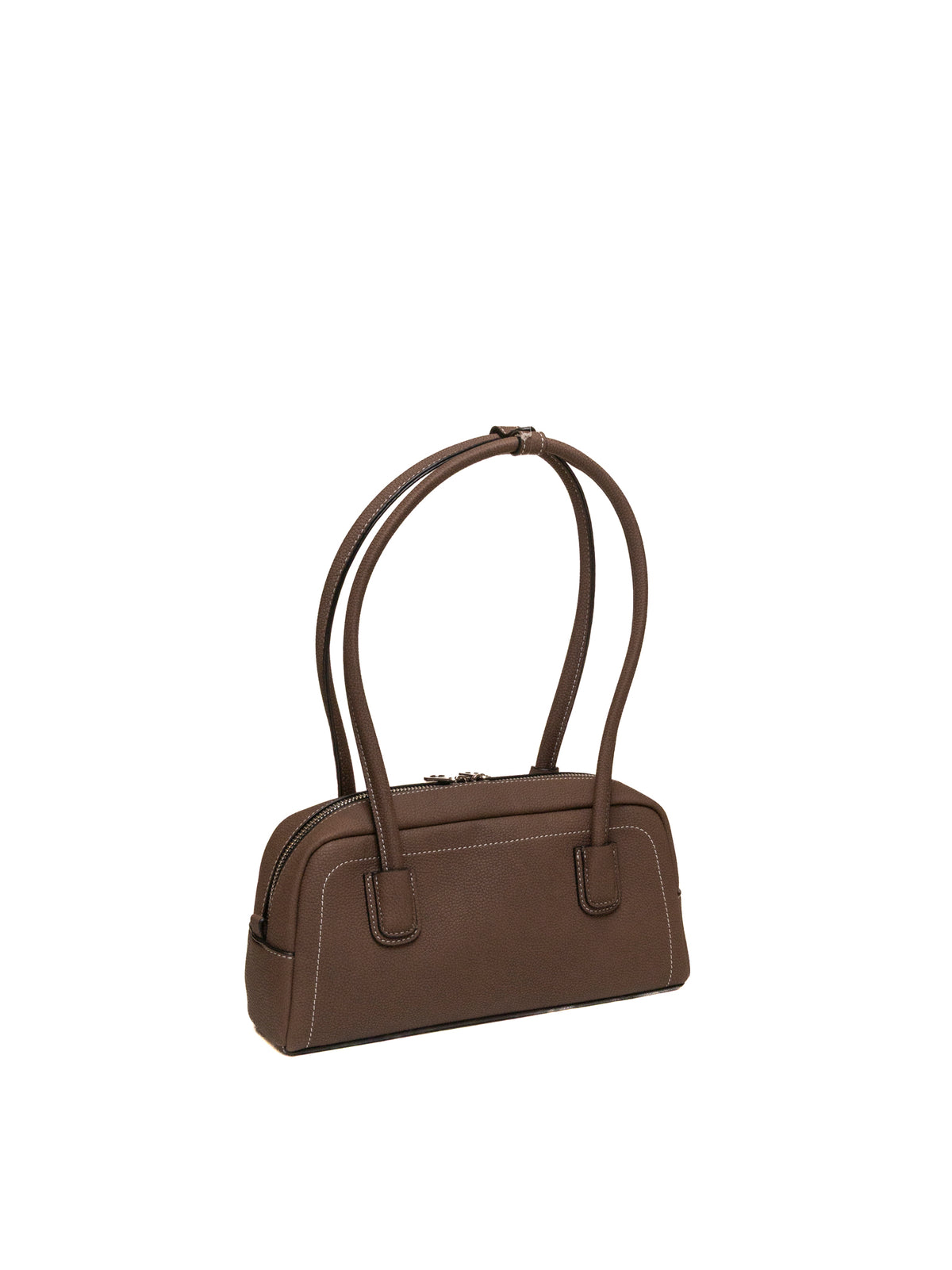 Borsa hobo Le Pandorine in pelle testa di moro vista tre quarti e pannello posteriore