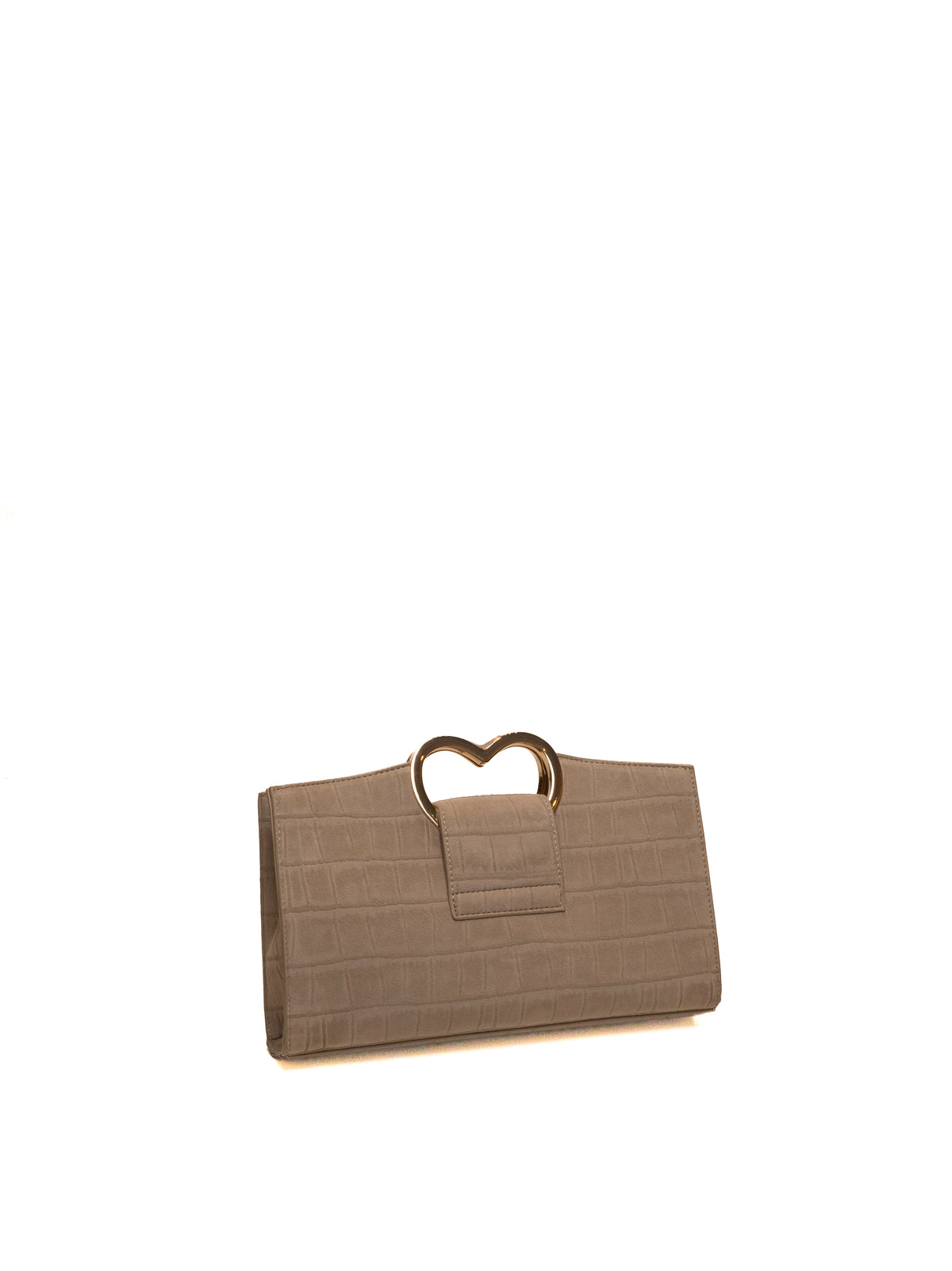 Pochette Parigi in pelle beige LE PANDORINE vista posteriore con manico rigido a cuore