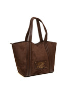 Borsa shopper Vicky Le Pandorine vista posteriore con targhetta e citazione stampata