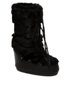 Doposci Icon Faux Fur neri MOON BOOT vista tre quarti con anelli metallici