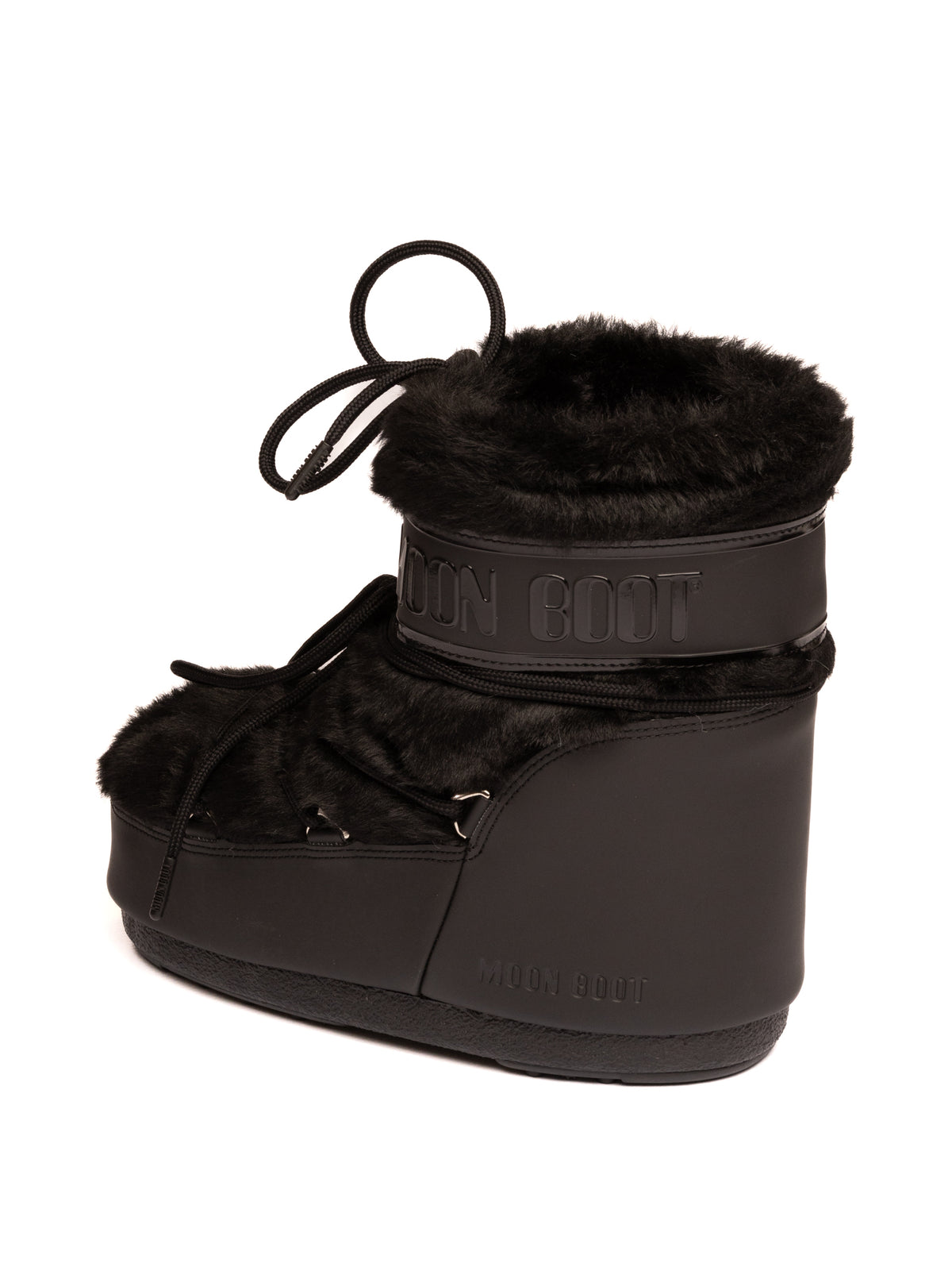Doposci Icon Low in pelliccia sintetica nera Moon Boot, vista laterale interna