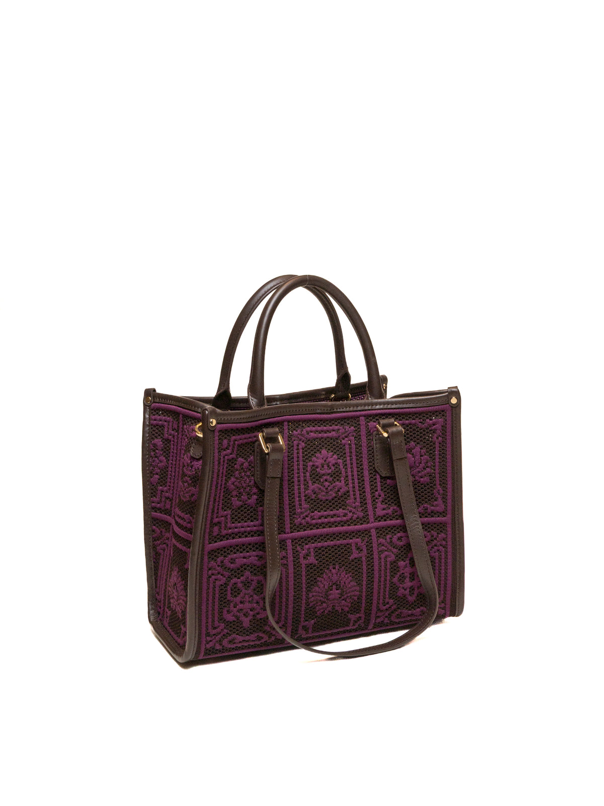 Borsa shopper in tessuto e pelle incenso MY-BEST BAG vista di tre quarti.