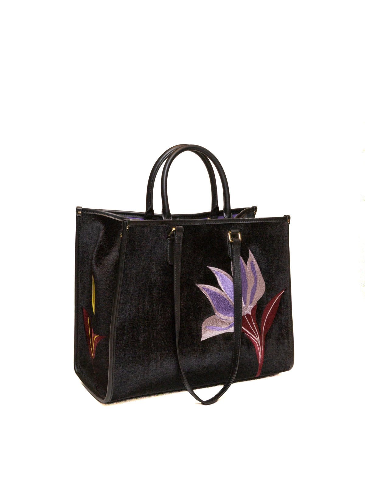 Borsa shopper Atena in tessuto nero MY-BEST BAG vista di tre quarti.