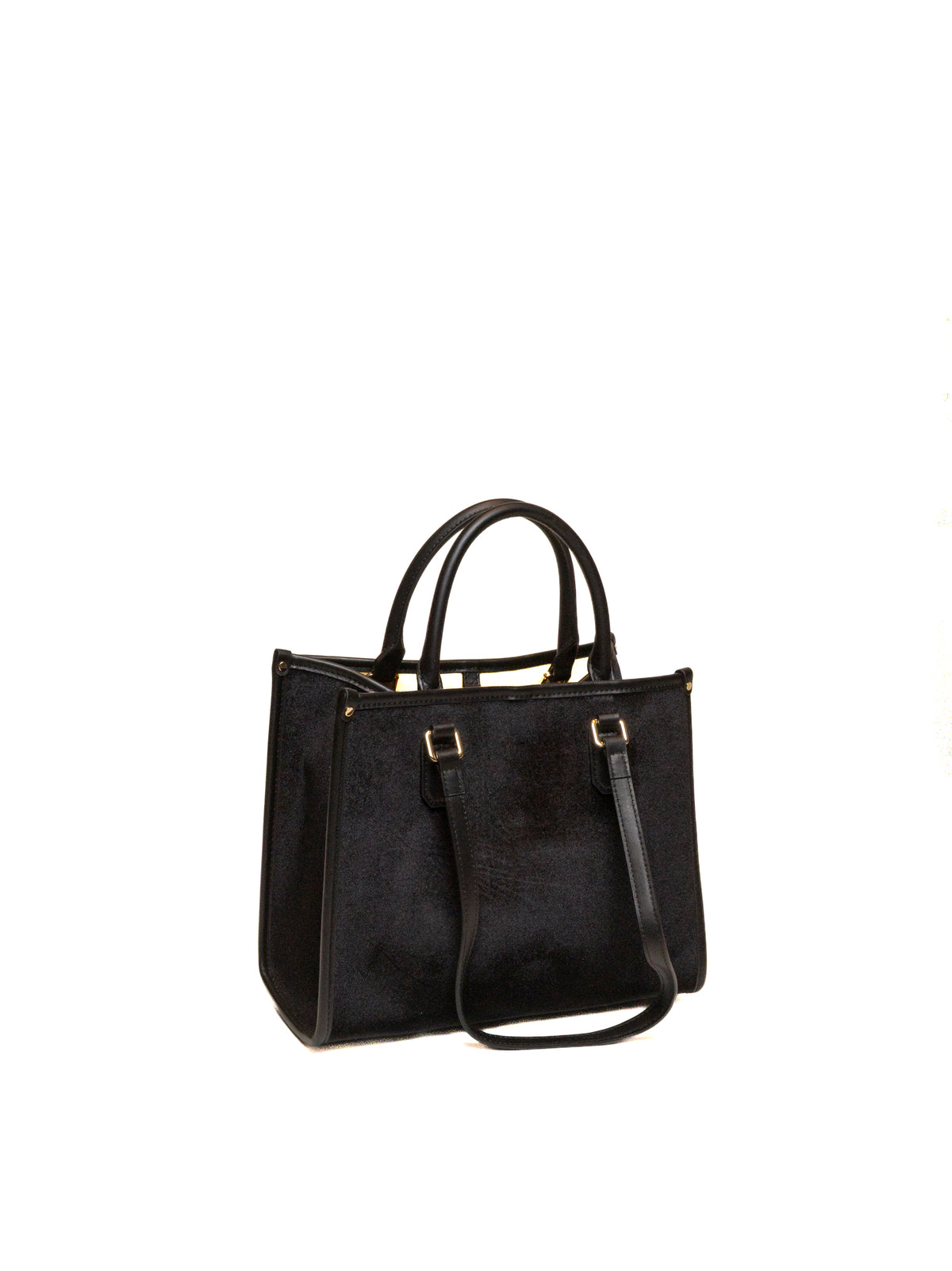 Borsa a mano in tessuto nero MY-BEST BAG con tracolla, vista posteriore