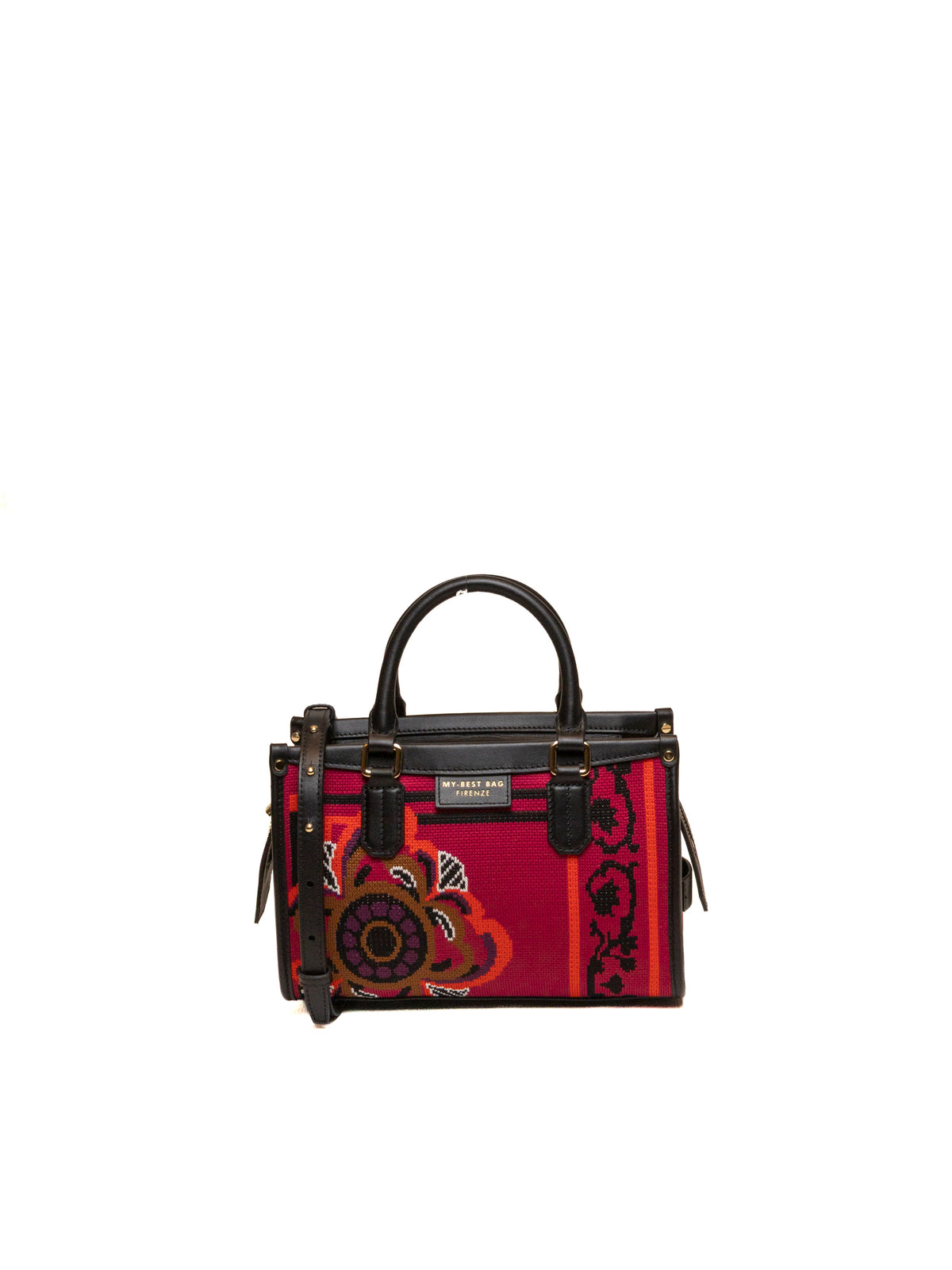 Borsa shopping fucsia in tessuto MY-BEST BAG vista frontale con tracolla
