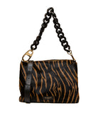 Borsa a tracolla in cavallino animalier cognac e nero MY-BEST BAG vista dal fronte