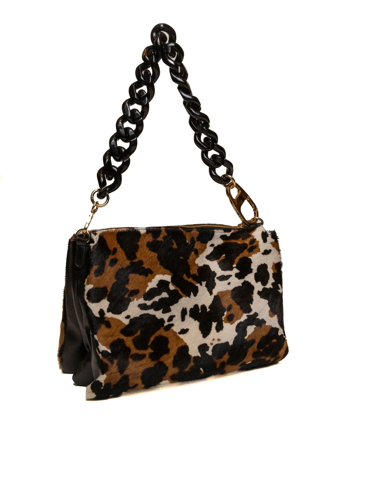 Borsa a tracolla in cavallino animalier cognac e nero MY-BEST BAG vista dal retro