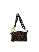Borsa a spalla in cavallino tigrato MY-BEST BAG con logo dorato sul fronte