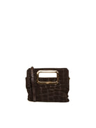 Borsa a tracolla in camoscio marrone MY-BEST BAG vista frontale con dettaglio dorato