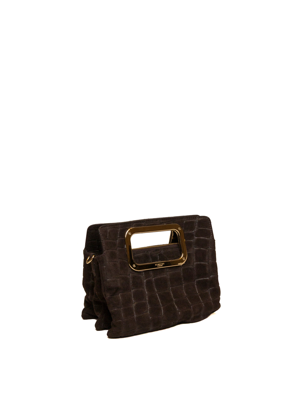 Borsa in camoscio marrone MY-BEST BAG vista di tre quarti con struttura a soffietto