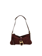 Borsa hobo in camoscio bordeaux MY-BEST BAG con fibbia metallica frontale vista anteriore