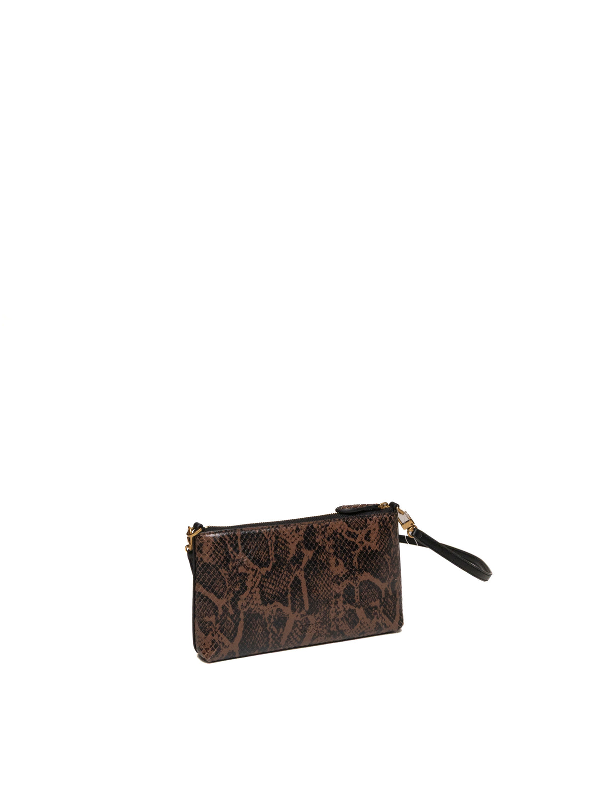 Pochette da polso in pelle pitonata con cinturino rimovibile PINKO, vista posteriore.