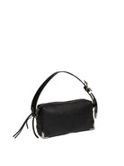 Borsa a bauletto in pelle martellata nera PINKO vista tre quarti posteriore con tracolla