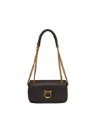 Borsa a tracolla Click Mini in pelle martellata marrone PINKO vista dal fronte