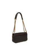Borsa a tracolla Click Mini in pelle marrone PINKO vista dal retro con tasca
