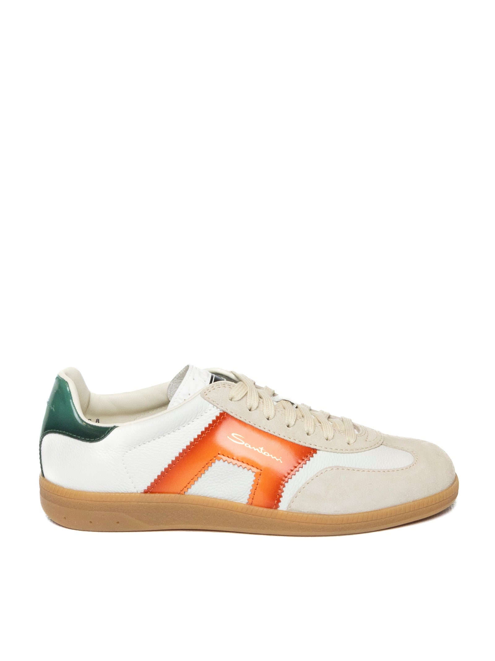 SANTONI sneaker oly bianco/arancio 21965 PELLE-I70 