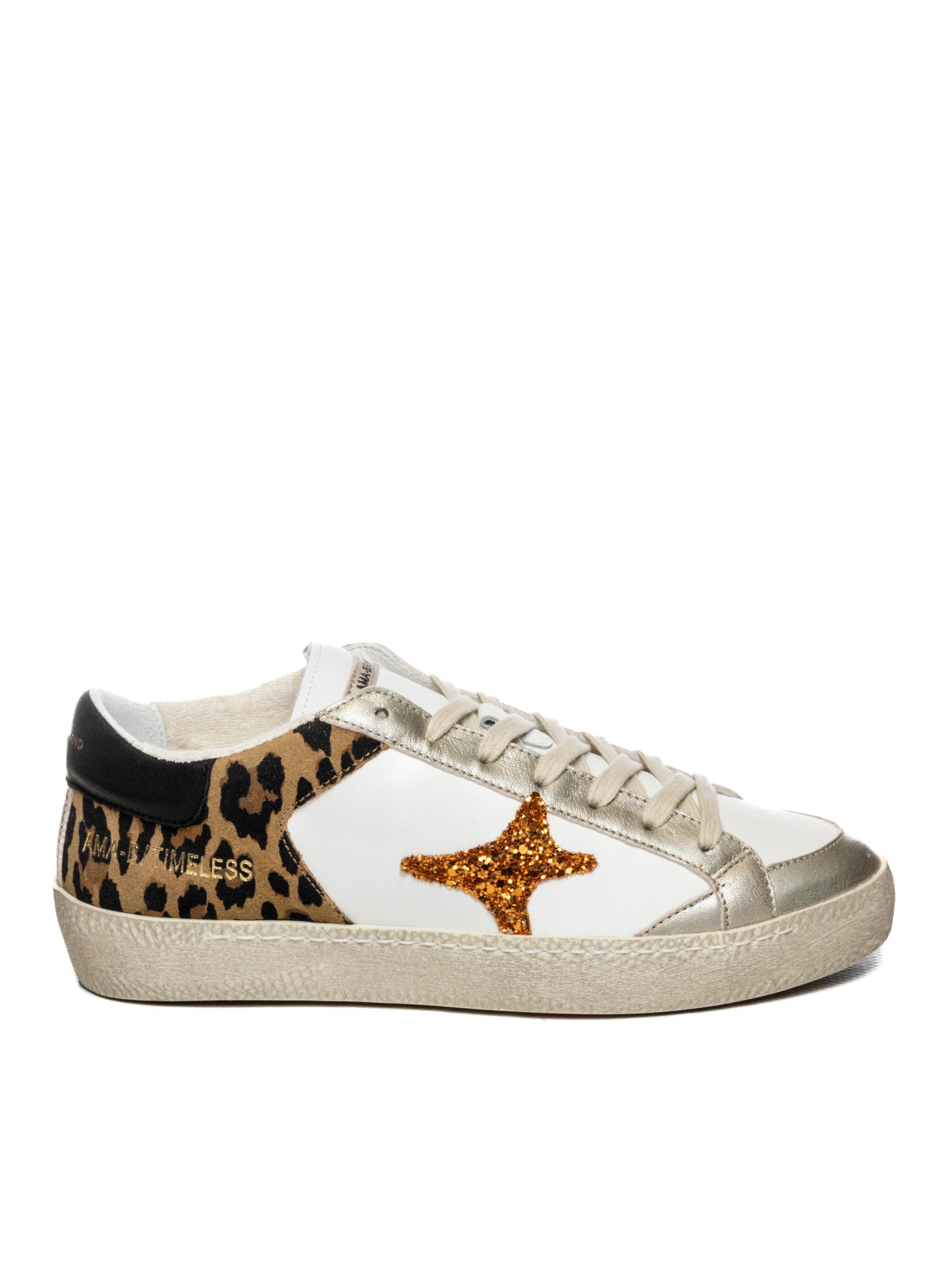 AMA BRAND DELUXE Sneaker time bianco/animalier TIME 4605-BIA/ANIM 