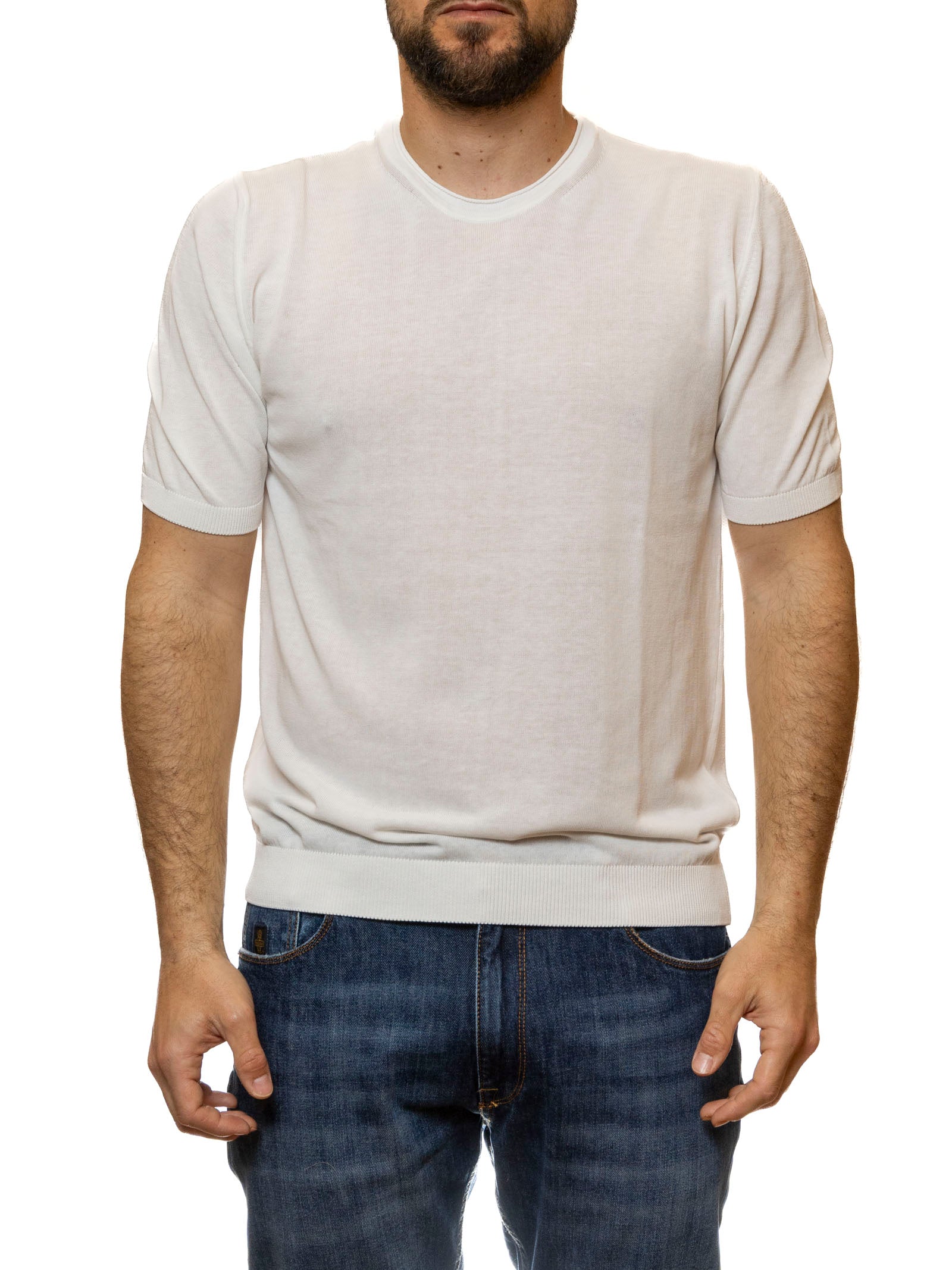QB24 t-shirt cotone bianca 0126127 COTONE-WHITE 