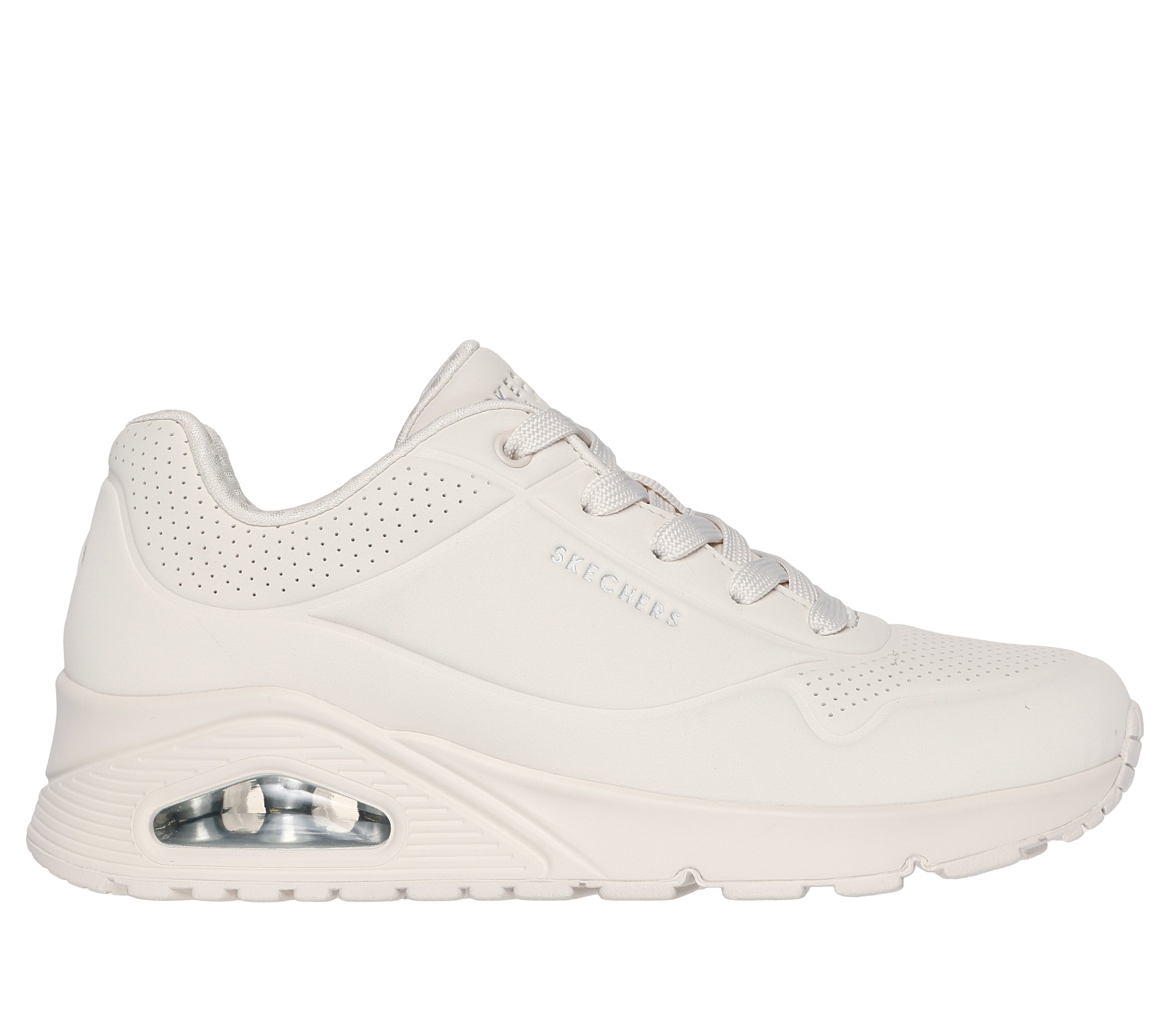 SKECHERS Sneaker pelle off white 73690 UNO STAND-OWHT 